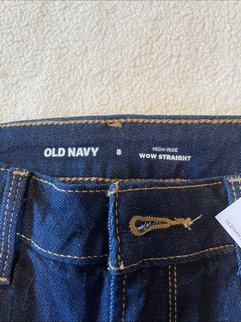 Old Navy Wow Straight Jeans - Dark Blue with Gold Stitching